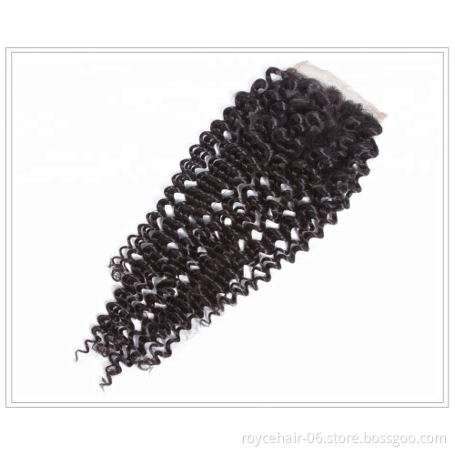 Royce Remy Hair Kinky curly Human Hair Closure 4x4 Pre Plucked With Baby Hair Bleached
